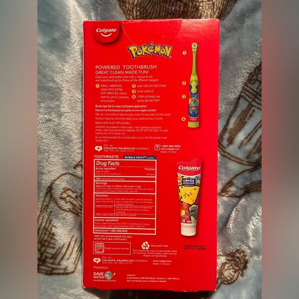 NIB Pokemon X Colgate Toothbrush and Toothpaste Gift Pack